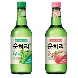 Kit com 2 Soju Bebida Coreana Uva e Pessêgo 360ml