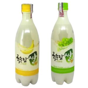 Kit c/ 2 Vinhos de Arroz Coreano Makgeolli Banana e Uva 750ml